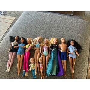 Lot of 10 Barbie Dolls Various Styles and Sizes Includes Ken Elsa 2013-2020